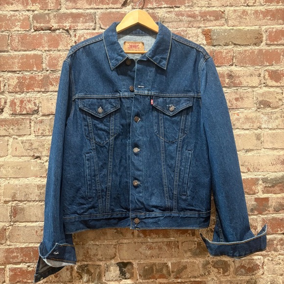 Levi Strauss Co Denim Trucker Jacket Blue Size 46 Womens XL Vintage Made in USA - Picture 3 of 8